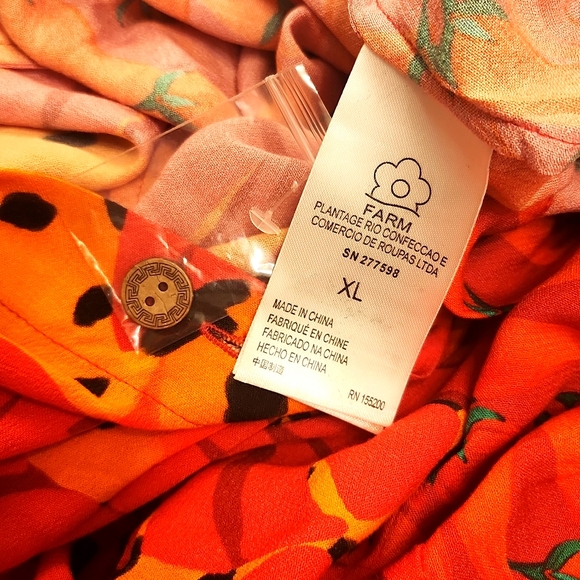 NWT FARM Rio Anthropologie Hot Chili Peppers and Palm Leaves Banana Romper XL - Picture 4 of 4